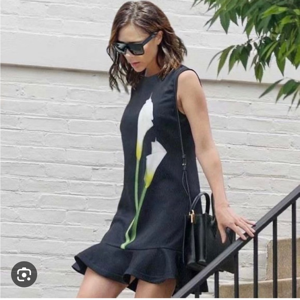 Cocktail dress from Victoria Beckham Lily black dress ruffles ham size small